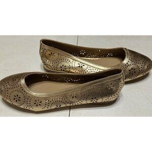 Women's Cushion Walk by Avon Metallic Gold Slip-on Flat Heeled Sandals Size 10